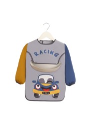 Children's Cartoon Printed Waterproof Baby Bib Adjustable Long Sleeve Baby Bib