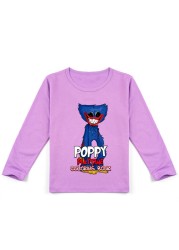 Casey Messi Houji Wai T-shirt Kids Costumes Scary Poppy Poppy Clothes for Boys Play Long Sleeve Clothes for Girls Casual T-shirts Harajuku