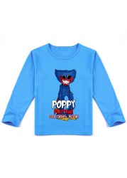 Casey Messi Houji Wai T-shirt Kids Costumes Scary Poppy Poppy Clothes for Boys Play Long Sleeve Clothes for Girls Casual T-shirts Harajuku