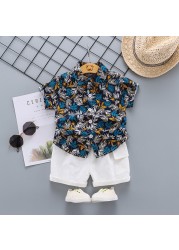 New Summer Baby Boys Clothes Suit Children Fashion Print T-shirt + Pants 2 Pieces/Set Toddler Casual Uniforms Infant Kids Tracksuits