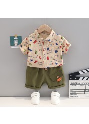 New Summer Baby Boys Clothes Suit Children Fashion Print T-shirt + Pants 2 Pieces/Set Toddler Casual Uniforms Infant Kids Tracksuits