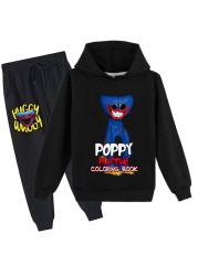 Kissy Messi Poppy Play Costume Kids Horror Clothes Baby Boys Harajuku Huggy Wuggy Hoodie Pants 2pcs Sets Teen Girls Clothes