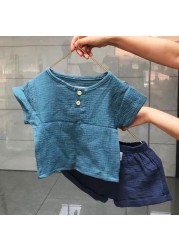 2022 summer new baby clothing sets gauze T-shirt and shorts pants 2pcs/set baby boy clothes set