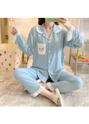 Women Sleepwear Pregnant Breastfeeding Clothes Pajama Set Homewear Spring Autumn Maternity Clothes Cotton Pregnancy Nursing Outfit