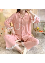 Women Sleepwear Pregnant Breastfeeding Clothes Pajama Set Homewear Spring Autumn Maternity Clothes Cotton Pregnancy Nursing Outfit