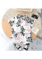 New Summer Baby Clothes Suit Children Boys Girls Fashion Shirt Shorts 2 Pieces/Set Toddler Cartoon Casual Uniforms Kids Tracksuits