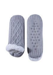 1 Pair Thick Warm Sleep Socks Slippers Women Girls Autumn Winter Velvet Home Floor Socks Non-slip Mid-tube Kawaii Cute Socks