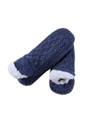 1 Pair Thick Warm Sleep Socks Slippers Women Girls Autumn Winter Velvet Home Floor Socks Non-slip Mid-tube Kawaii Cute Socks