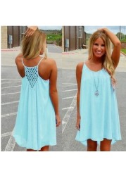 Summer Sexy Halter Neck Mini Sundress Solid Color Women Casual High Style Club Party Dresses Beach Wear