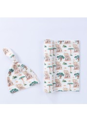 2pcs/set Baby Sleeping Bag Cotton Swaddle Wrap Hat Set Blanket Print Newborn Receiving Blanket Bolsa Infantil