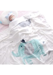 110x110cm Breathable Cartoon Bath Towel Newborn Swaddle Wrap High Quality Baby Blanket Infant Bedding Baby Ice Silk Blankets