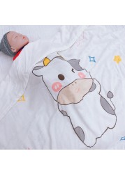 110x110cm Breathable Cartoon Bath Towel Newborn Swaddle Wrap High Quality Baby Blanket Infant Bedding Baby Ice Silk Blankets