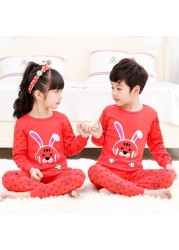 Easter Pajamas Kids Pajamas Girl Sleepwear Set Cotton Rabbit Top+Pants Pajama Outfit Long Sleeve 2pc Pink Children Night Clothes