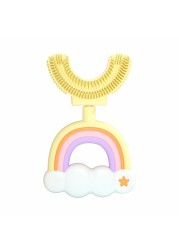 Children's U-shaped Silicone Toothbrush Rainbow Clouds Shape 360 ​​Degree Teething Soft Brushing Device Baby Oral Oral Clean