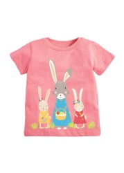 Little Maven 2022 Baby Girls New Fashion Tops Lovely Cartoon Rabbit Cotton T-shirt Soft and Comfort For Kids 2-7 Years