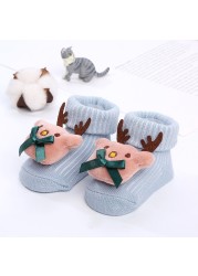 Newborn Baby Girl Boy Cute Cartoon Pattern Cotton Socks Infant Anti-slip Warm Floor Socks Medium Tube Knitted Socks