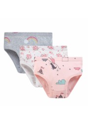 Weixinbuy 3pcs/pack Cotton Kids Briefs Children Girls Cute Cartoon Briefs Underwear 3-10Y