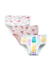 Weixinbuy 3pcs/pack Cotton Kids Briefs Children Girls Cute Cartoon Briefs Underwear 3-10Y