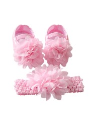 Etosale Cute Baby Walking Shoes 0-18M Newborn Baby Girls Shoes + Headband Set Infant Soft Sole Bowknot Princess First Walkers