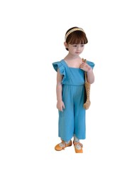 Summer Korean Cute Girls Jumpsuit Toddler Kids Open Back Sleeveless Clothes Wide Leg Pants