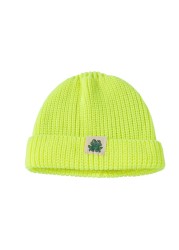 Autumn Winter Solid Color Baby Knitted Warm Hat Soft Casual Hemming Hat Kids Girls Boys Frog Label Beanies Clothes