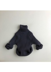 MILANCEL 2021 Kids Solid Sweaters Girls Sweaters Brief Style Boys Pullover Turtleneck Boys Knitwear