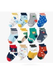 Non-Slip Baby Socks 12 Pairs with Grip for Boys Girls Toddler Infant Kids Anti-Slip Cotton Crew Socks 1-7 Years