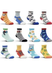 Non-Slip Baby Socks 12 Pairs with Grip for Boys Girls Toddler Infant Kids Anti-Slip Cotton Crew Socks 1-7 Years