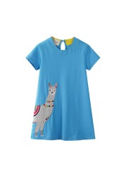 Little maven 2022 baby girls summer dress cotton lined cat children's casual lovely and comfortable clothes for 2-7 years old