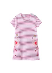 Little maven 2022 baby girls summer dress cotton lined cat children's casual lovely and comfortable clothes for 2-7 years old