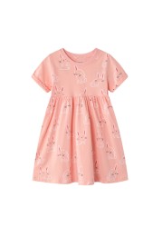 Little maven 2022 baby girls summer dress cotton lined cat children's casual lovely and comfortable clothes for 2-7 years old