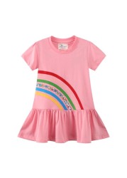 Little maven 2022 baby girls summer dress cotton lined cat children's casual lovely and comfortable clothes for 2-7 years old