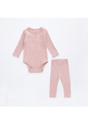 Newborn Baby Clothing Sets Ribbed Cotton Bib Leggings Pants Suit For Autumn Girls Outfits Boys Long Sleeve Baby Clothes