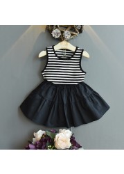 2022 girls suit summer fashion 2pcs baby kids children's clothing set T-shirt shirt short skirt skirt casual sets boutique girl