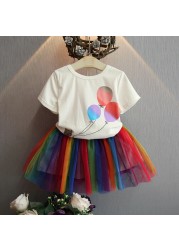 2022 girls suit summer fashion 2pcs baby kids children's clothing set T-shirt shirt short skirt skirt casual sets boutique girl