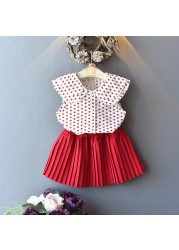 2022 girls suit summer fashion 2pcs baby kids children's clothing set T-shirt shirt short skirt skirt casual sets boutique girl