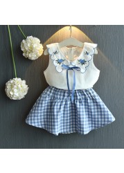 2022 girls suit summer fashion 2pcs baby kids children's clothing set T-shirt shirt short skirt skirt casual sets boutique girl