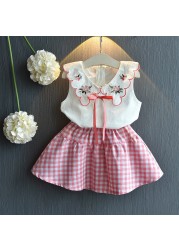 2022 girls suit summer fashion 2pcs baby kids children's clothing set T-shirt shirt short skirt skirt casual sets boutique girl