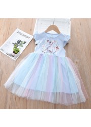 Summer Beautiful Kids Dresses For Girls Lace Princess Dress Frozen Elsa Party Costume Korean Kids Clothes Vestidos Toddler