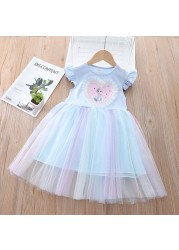 Summer Beautiful Kids Dresses For Girls Lace Princess Dress Frozen Elsa Party Costume Korean Kids Clothes Vestidos Toddler