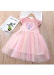 Summer Beautiful Kids Dresses For Girls Lace Princess Dress Frozen Elsa Party Costume Korean Kids Clothes Vestidos Toddler