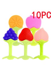 10pcs Fruit Baby Silicone Teether Baby Accessories Newborn Personalized Pacifier Cute DIY Teething BPA Free Toys for Kids