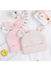 Newborn cotton hat rabbit ears bear ears hat lovely spring summer baby hat suitable for 0-6 months old baby