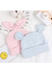 Newborn cotton hat rabbit ears bear ears hat lovely spring summer baby hat suitable for 0-6 months old baby