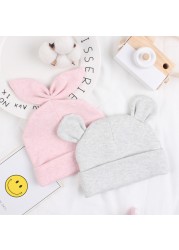 Newborn cotton hat rabbit ears bear ears hat lovely spring summer baby hat suitable for 0-6 months old baby