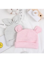 Newborn cotton hat rabbit ears bear ears hat lovely spring summer baby hat suitable for 0-6 months old baby