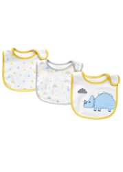 3pcs set cotton cartoon baby bib baby bib print bib snap button saliva towel