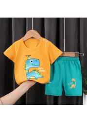 Seieroad Summer Children's Clothing Cartoon Unicorn Boys T-shirt + Pants Short Sleeve Children Clothing Set Teenage Tracksuit