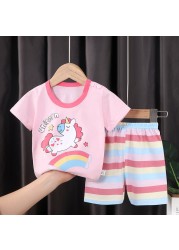 Seieroad Summer Children's Clothing Cartoon Unicorn Boys T-shirt + Pants Short Sleeve Children Clothing Set Teenage Tracksuit