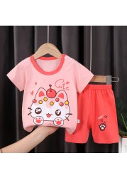 Seieroad Summer Children's Clothing Cartoon Unicorn Boys T-shirt + Pants Short Sleeve Children Clothing Set Teenage Tracksuit